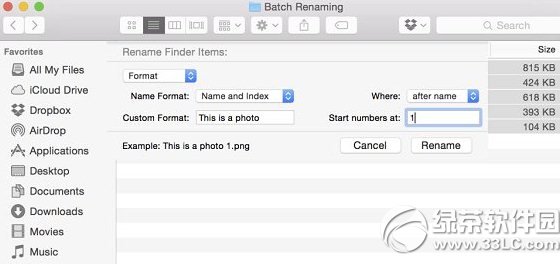 mac os x10.10怎么批量修改文件名？