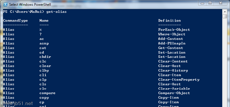 探索PowerShell (三) PowerShell下使用Aliases