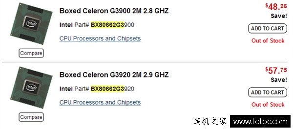 G3900 2.8GHz，G3920 2.9GHz