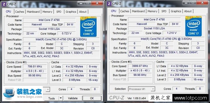 intel酷睿i7 4790 CPU-Z测试