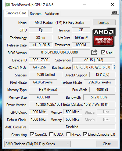 AMD R9 Fury 成功开核变Fury X