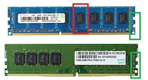 如何从外观上分辨DDR、DDR2、DDR3以及DDR4内存