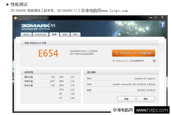 3DMARK11跑分 电脑主机配置单