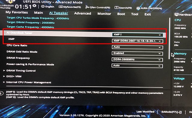 为什么内存频率只有2133比实际低？主板开启XMP提高内存频率方法