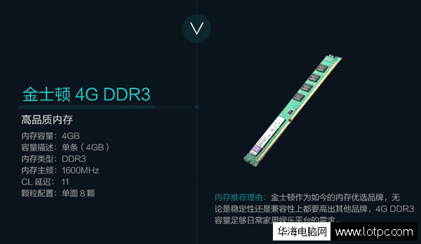 金士顿4G DDR3 1600内存