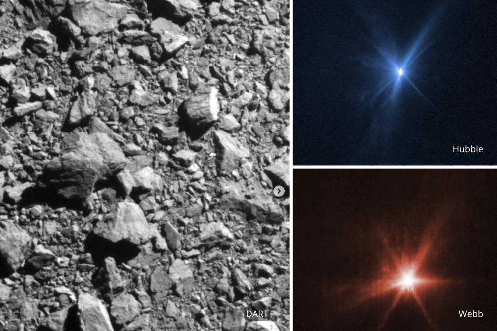 NASA航天器撞击小行星新照片曝光 呈现出明亮的放射光线