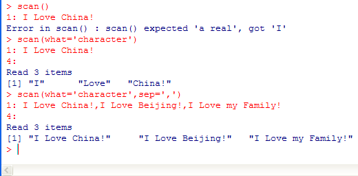 R语言中使用scan()函数输入字符串数据