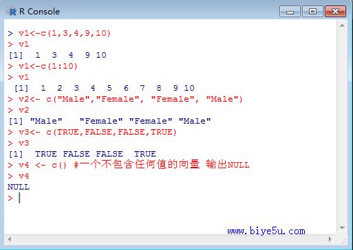 R语言中使用c()函数创建向量