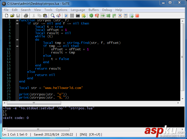 Lua中实现php的strpos()以及strrpos()函数 Lua,函数