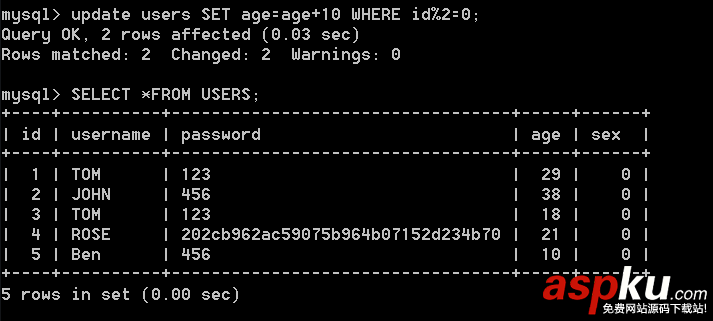Mysql学习心得之插入、更新、删除记录