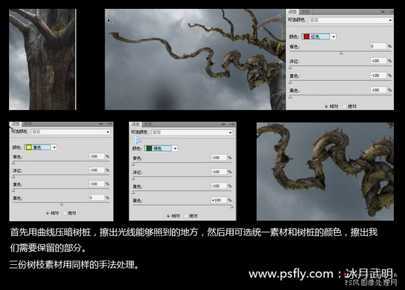 ps照片合成：光线树桩人物场景合成