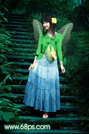 photoshop打造一只绿色的蝴蝶精灵