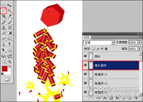 恭贺牛年 photoshp cs4绘制迎春炮竹
