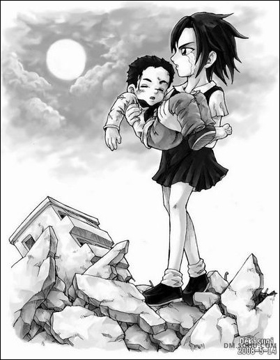 心系汶川震灾 网友漫画表爱心
