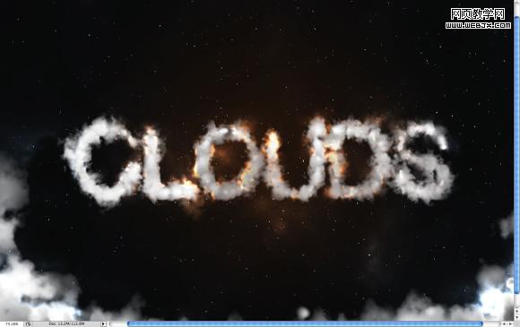 image of a step from the photoshop quick tips #6: cloudy text