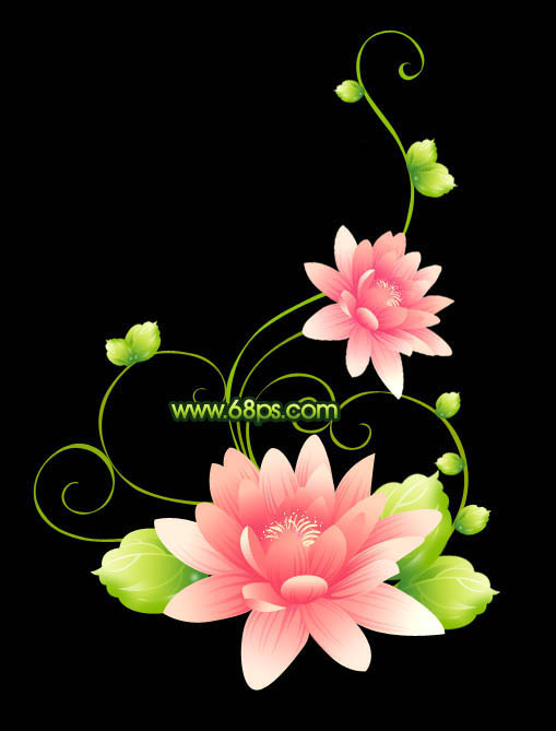 photoshop绘制漂亮的花朵叶子蔓藤_webjx.com