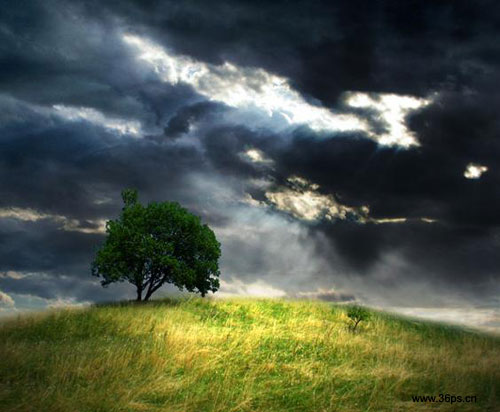 photoshop照片合成:草原暴雨前景