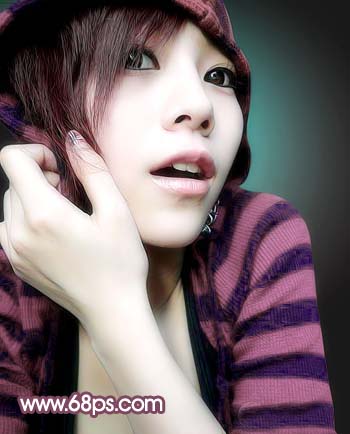 photoshop调制可爱洋红色调美女照片_webjx.com
