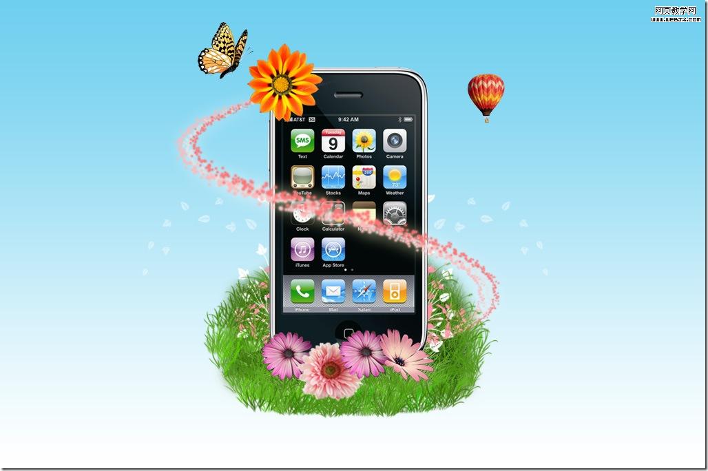 ps图片合成:炫酷的iphone手机天空之城_网页设计_clip_image051