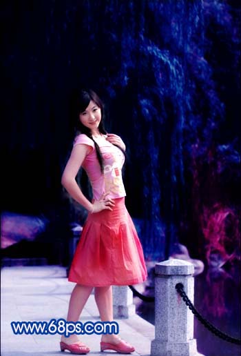 photoshop把风景照变斑斓蓝色星光特效