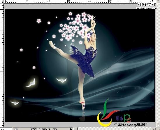 photoshop合成教程:月光性感美女芭蕾_网页设计