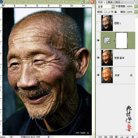 photoshop照片调色：沧桑的老人_webjxcom