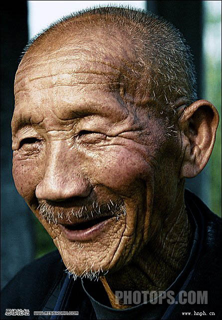 photoshop照片调色：沧桑的老人_webjxcom
