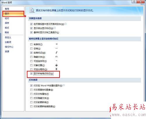 word2007显示分隔符