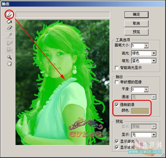 photoshop抽出滤镜抠出mm细小的发丝