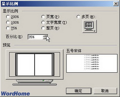  Word2003显示比例对话框