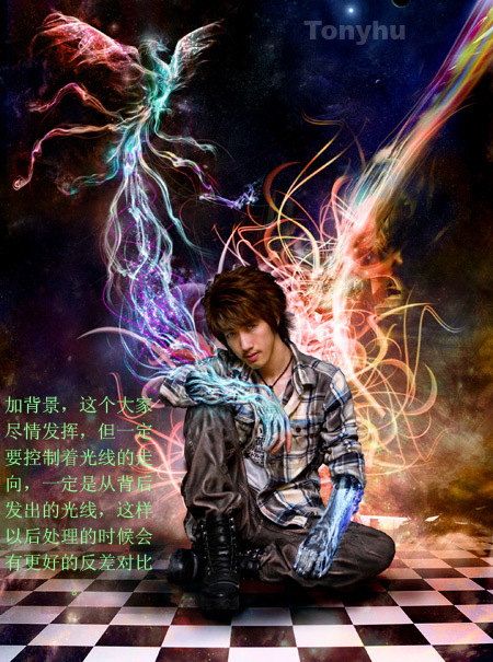photoshop照片合成:光影凤凰战士_webjx.com