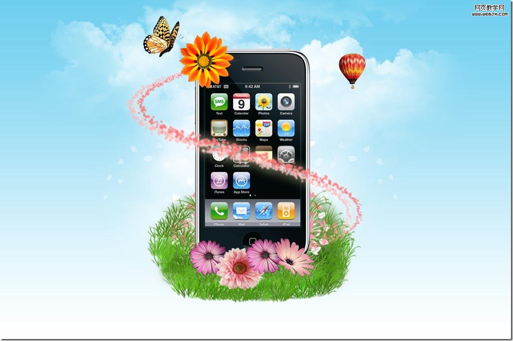 ps图片合成:炫酷的iphone手机天空之城_网页设计_clip_image054