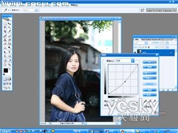 photoshop曲线处理暗角打造时尚大片
