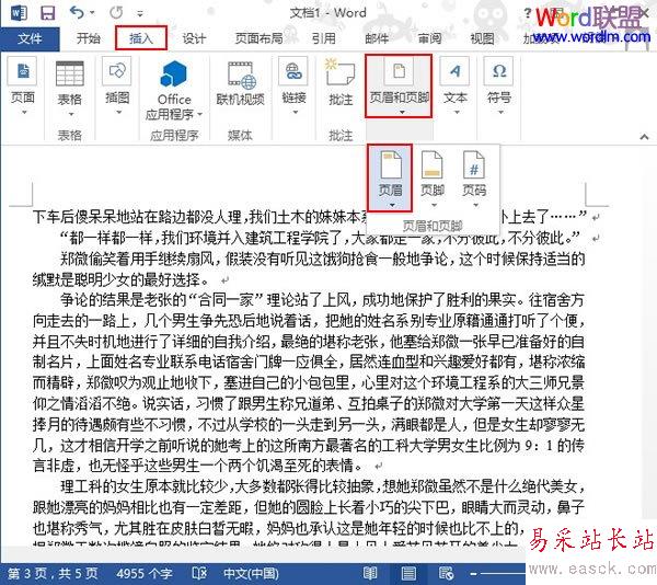 插入页眉