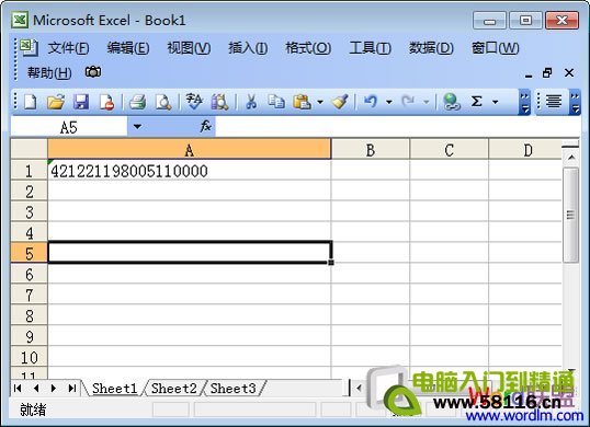 Excel中输入身份证号