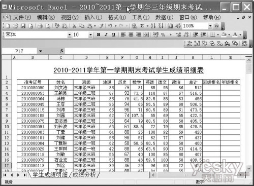 巧用Excel公式统计和分析学生考试成绩