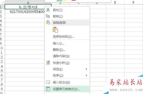 如何使Excel中长串数字显示正确
