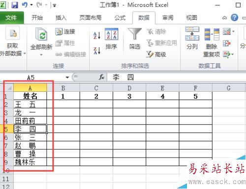 excel 2010教程之表格中的姓名按笔画排序