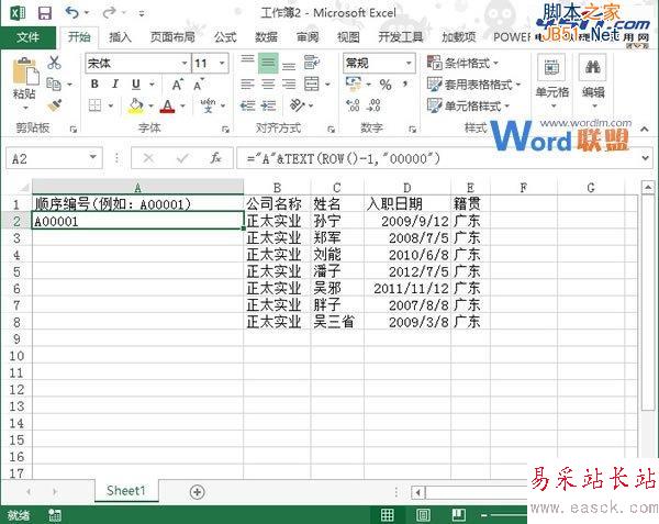 利用Text函数在Excel2013中建立顺序编号