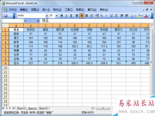 excel中行列装置