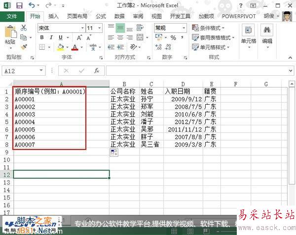 利用Text函数在Excel2013中建立顺序编号
