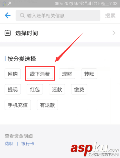 支付宝app怎么查看账单中的线下消费记录? 支付宝,账单