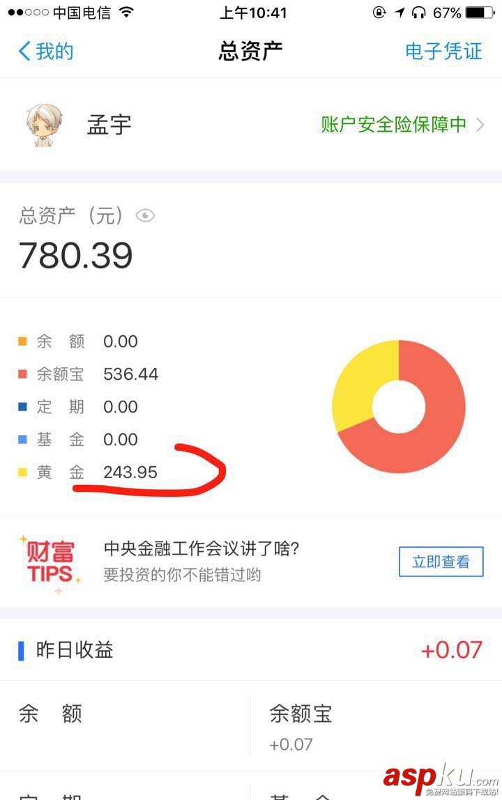 支付宝,黄金