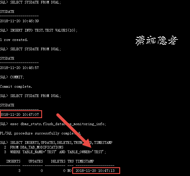 ORACLE中查找定位表最后DML操作的时间小结 ORACLE,定位表,DML