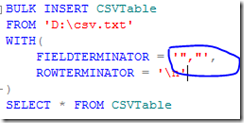 SQL,CSV,BULK,INSERT,导入