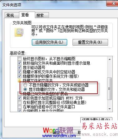显示隐藏的文件，文件夹和驱动器