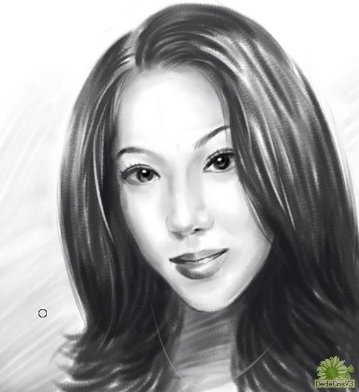 painter手绘女孩头像素描
