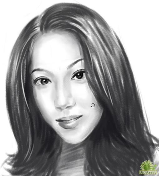 painter手绘女孩头像素描