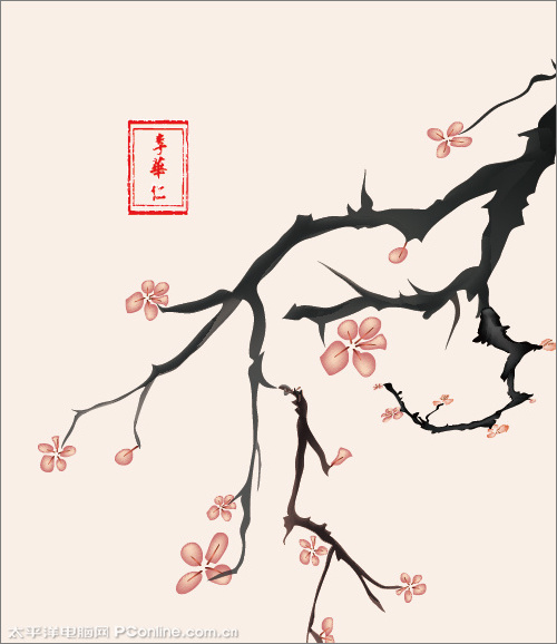illustrator鼠绘教程：绘制一幅国画风格写意梅花图_网页设计