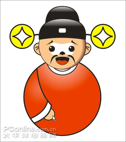 coreldraw制作搞笑“芝麻官不倒翁”